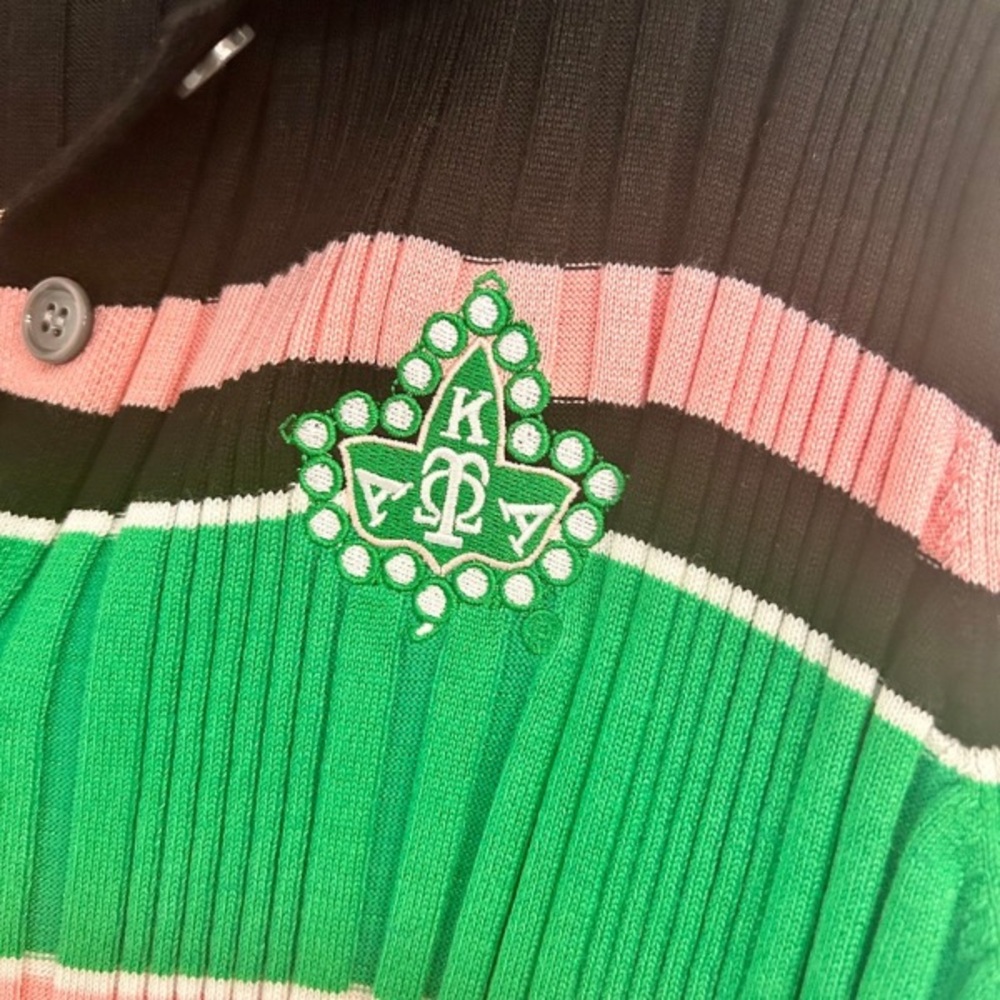 Striped Black, Pink, and Green Dress - Picture 2 of 4